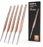 Nicpro Detail Paint Brushes 5 PCS Extra Fine Tip 000 Professional Miniature Painting Artist Set R...