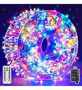 Guhope Christmas Lights 1200LED 196FT, Waterproof Outdoor String Lights with Remote and Timer, 8 ...