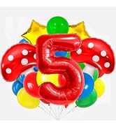 5 Balloon Number Red Blue Green Yellow Balloon Cartoon Mushroom Decorations Star Balloons for Bir...