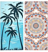 2 Pack Microfiber Beach Towel, Oversized Microfiber Pool Towel 75”x 35”, Sand-Free Beach Towel, Q...