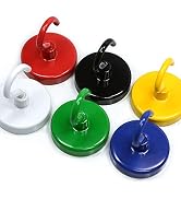 CMS Magnetics Magnetic Hooks Assorted Colors 6 Pieces 1 1/4" in Dia 18 LB Holding Power Each Kitc...
