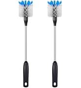 MOSOLAN Stainless Steel Water Bottle Brush, 2 Pack Long Handle Scrubbing Brush with Removable Hea...