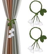 OCIOLI 2 Pack Boho Handmade Flower Curtain Tiebacks Curtain Holdbacks - No Drill Rope Curtain Hol...