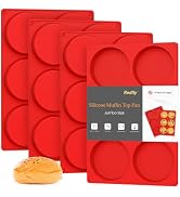 Redfly Silicone Egg Molds for Breakfast Sandwiches 4 Pcs, Non Stick 4 Inch Egg Bites Baking Pans,...