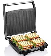 Yabano Panini Press Grill, Gourmet Sandwich Maker, Electric Indoor Grill with Non-Stick Cooking P...