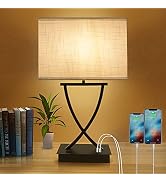 OYedis 3-Way Dimmable Touch Control Table Lamp with Type C/USB Charging Port and 1 AC Outlet Whit...