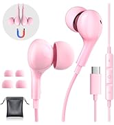 USB C Headphones Wired Earbuds for iPhone 16/15 Pro Max/iPad Pro, with HiFi Mic Volume Control Ty...