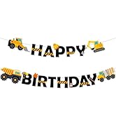 Faisichocalato DIY Construction Birthday Banner Dump Truck Party Decorations, Easy to Assemble Bu...