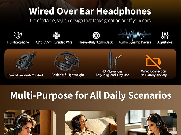 Wired Headphones with Mic