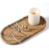 Koville Indian Natural Marble Decorative Tray, 12"x6" - Countertop Organizer, Catchall for Perfum...
