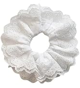 1pc White Hair Ties for Women,Hair Scrunchies Girls,White Lace Design - Premium Fabric Ponytail H...