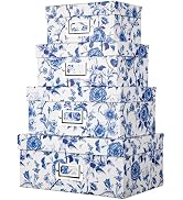 Briful Blue and White Porcelain Storage Boxes with Lids, Set of 4 – Chinoiserie Decorative Nested...