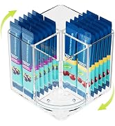 360° Rotating Acrylic Drink Packet Organizer, 4 Slot Water Flavor Packets Holder, Lazy Susan Wate...