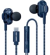 MAS CARNEY TI9 Wired USB Type C Headphones, USB C Earbuds, in-Ear Earphones with Microphone for S...