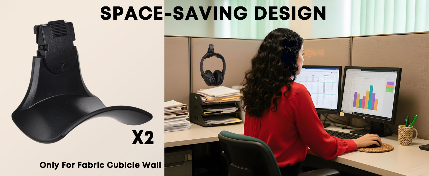 Fabric Wall Headphone Stand for Office, Cubicle Headphone Holder for Work Decor
