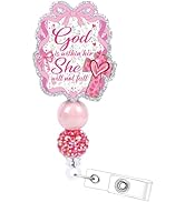 Bible Verse Badge Reel Retractable - Cosmisun God is Within Her She Will Not Fall Badge Holder Re...