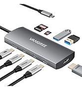 USB C Video Output Hub, 3 USB-C & 2 USB-A 3.2 10Gbps Ports, 4K@60Hz HDMI, 100W PD, SD/TF, USBC Sp...