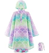 WAWSAM Lightweight Rain Poncho Kids, Ponchos for Kids Waterproof Reusable Hooded, Kids Poncho Rai...