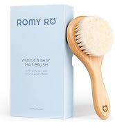 ROMY RO Soft Wooden Baby Hair Brush for Newborns & Toddlers in Chic Gift Box - Ultra Soft Natural...