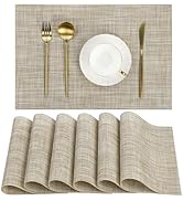 SHACOS Placemats Set of 6 Woven Vinyl Place Mats Wipeable Heat Resistant Stain Resistant Table Ma...