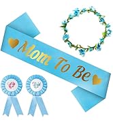 Blue and Gold Mom to Be Sash Kit Gender Reveals Party Floral Garland Crown with Daddy to Be Tinpl...