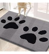 Buganda Dog Door Mat for Muddy Paws, Absorbent Dirt Trapper Washable Indoor Doormats, Non Slip Lo...