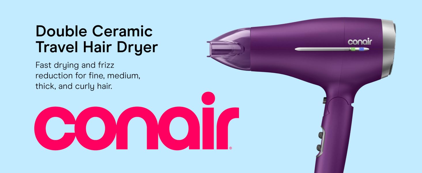 Double Ceramic Travel Hair Dryer