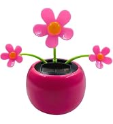 Rose Red Solar Powered Dancing Figures | Car Dashboard Decorations Swing Flowers | Bobblehead Flo...
