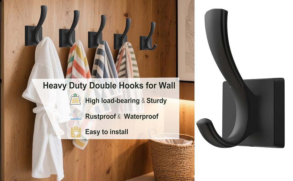 black towel robe hooks
