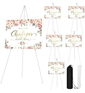 JEAWIWI 6PCS White Easel Stand for Wedding Sign Stand, 66 Inch Adjustable Metal Easels for Displa...