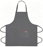HDGOUIV Grey Chef Apron for Men Women,Pockets Adjustable Strap, Water Repellent Apron for Cooking...