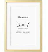 Fun Memories 5x7 Metal Picture Frame - 5 x 7 Metal Photo Frames with 4x6 Removable Mat- Ideal for...