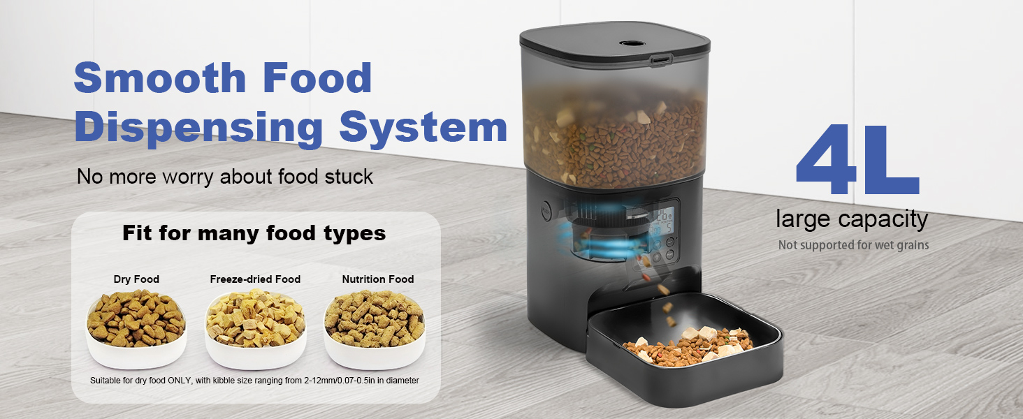 automatic cat feeder with smooth food dispensing system