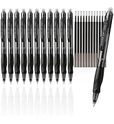 EUSOAR Black Erasable Pens, Pack of 12 Black Ink Clicker Pen + 12 Refills, Fine Point (0.5mm) Gel...