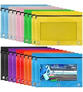 Gloween Pencil Pouch for 3 Ring Binder, 20 Pack Zipper Pencil Pouches/Case in Assorted Color, Dur...