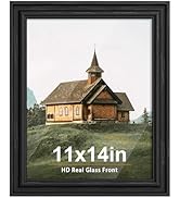 PEALSN 11x14 Picture Frame with Real Glass Front and Black Backboard, Wall Gallery Photo Frames f...