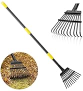 Rake, Garden Leaf Rakes for Lawns Heavy Duty, Yard Metal Rake Tools with 9