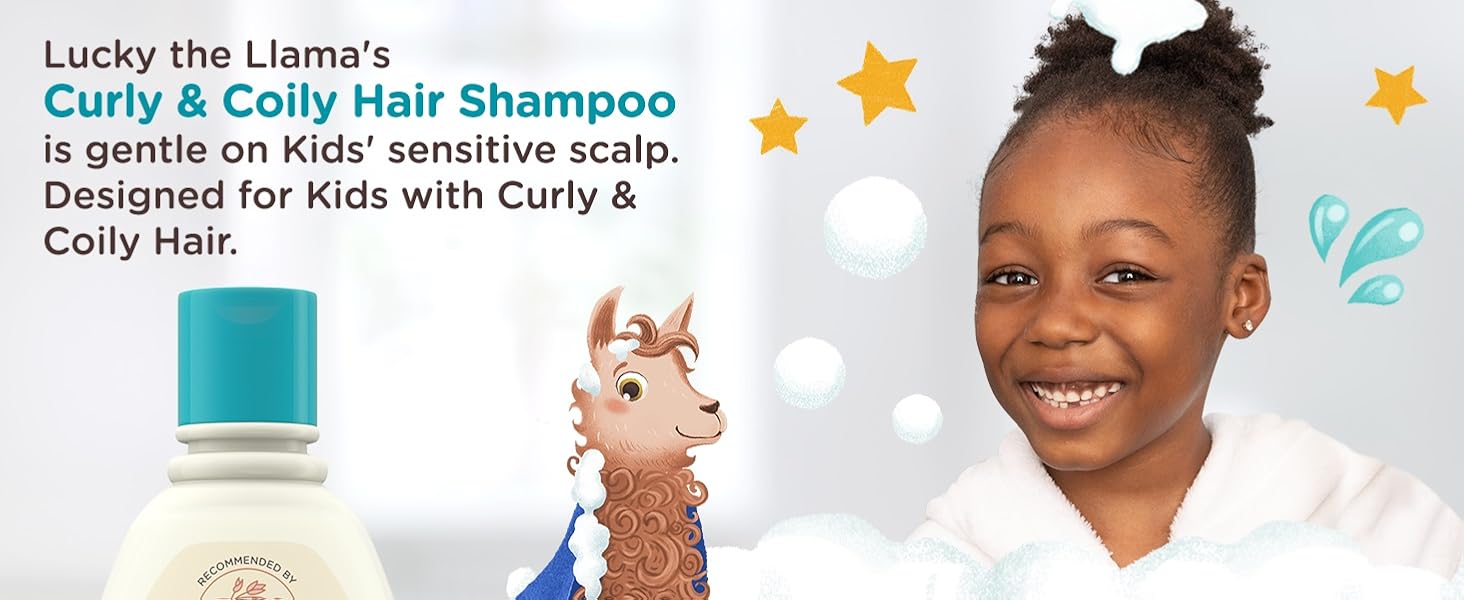 Lucky the Llama's Curly & Coily Hair Shampoo is gentle on kids' sensitive scalp