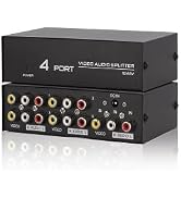 3 RCA Splitter 4 Way, 1 in 4 Out AV Splitter, Composite Audio Video L/R Distribution Box for DVD ...