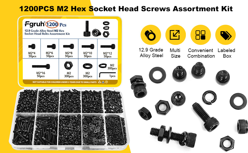 m2 hex socket head bolts kit