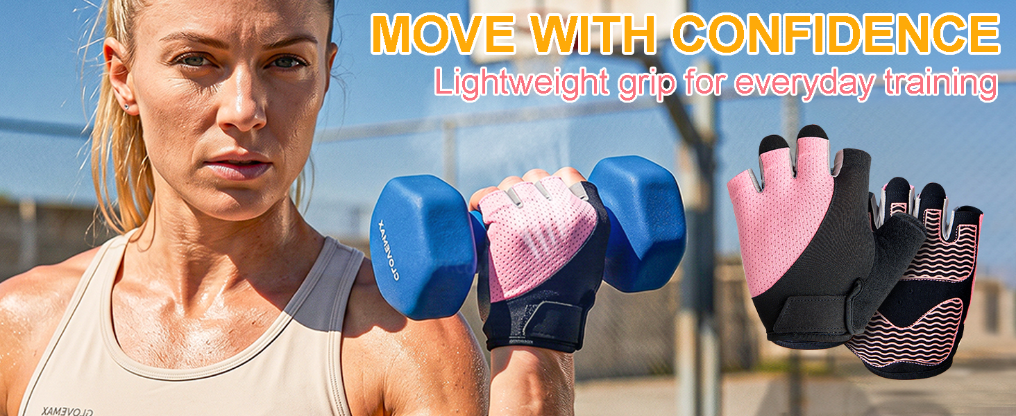 Woman training with pink Sunnex workout gloves