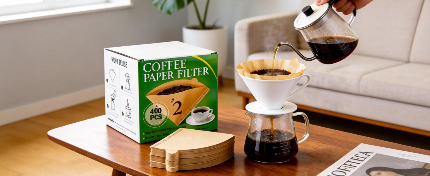 Unbleached Pour Over Paper Coffee Filter Cone Shaped