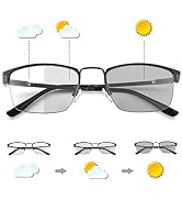 MIRYEA Photochromic Transition Progressive Multifocus Reading Glasses Spring Hinges UV400 Sunglas...