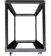 TECHTOO Server Rack 12U Standing Open Frame Rack with 4 Wheels 4 Posts 19Inch Server Equipment Ra...
