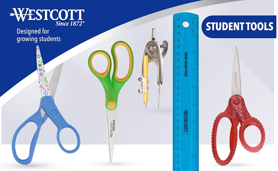 student tools images and text scissors, compass, ruler