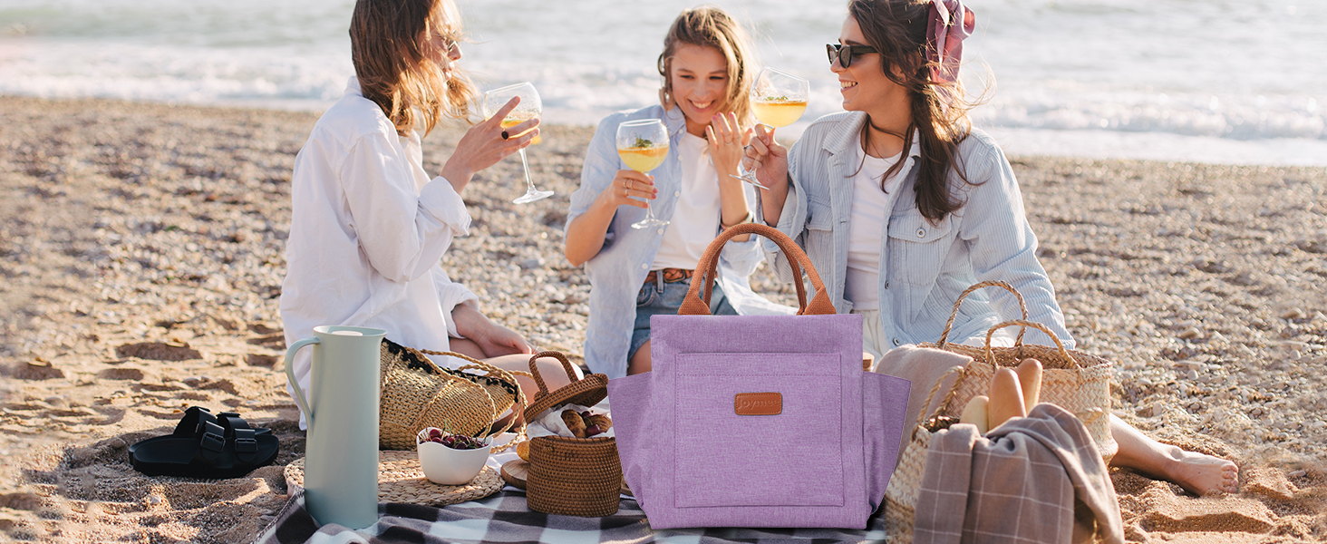 lunch tote Bag box Women Insulated Reusable Large Spacious travel Work Picnic Beach Outdoor Camping