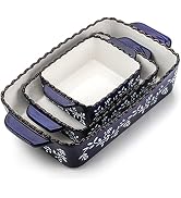 AVLA 3 Pack Ceramic Bakeware Set Porcelain Rectangular Baking Dish Lasagna Pans for Cooking Kitch...