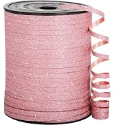 OMISELIO Pink Ribbon, 500 Yard Glitter Pink Curling Ribbon, Shiny Metallic Curling Ribbon for Gif...