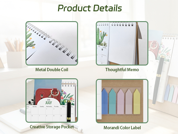 Pocket Desk Calendar with Handy Storage, Multi-purpose DesktopOrganizer Calendar for OfficeSupplies