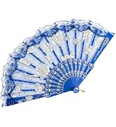 EOSAU Handheld Chinese Folding Fan Lace Hand Fans for Women Foldable Bulk for Party Wedding Churc...